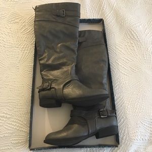 Grey Zipup Riding Boots